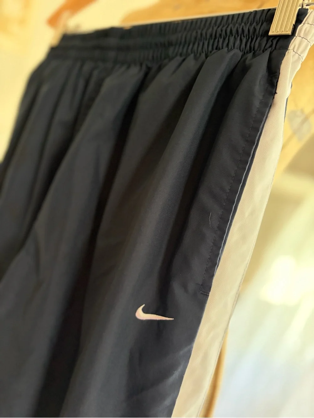 Classic Y2K Mesh Lined Windbreaker Pants with White Side Stripe